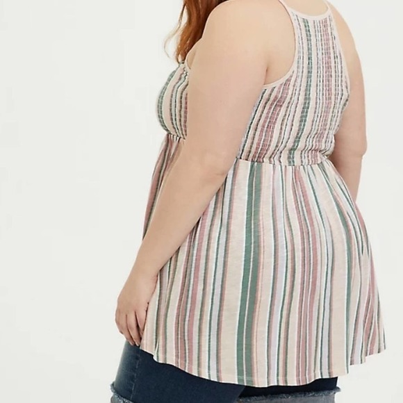Torrid 1X Fun Stripe Halter Smocked Babydoll Top - Picture 9 of 9